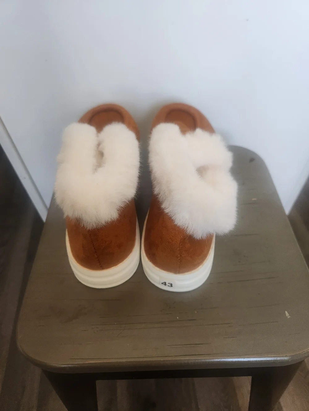 Women's Faux-Suede Tan Slip-On Shearling Lined Booties